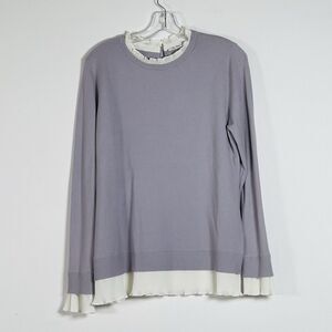 Vila Milano Womens Sweater Size Large Pleated Trim Layered Look Soft